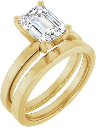 14K Yellow 8x6 mm Emerald Solitaire Engagement Ring Mounting (6)