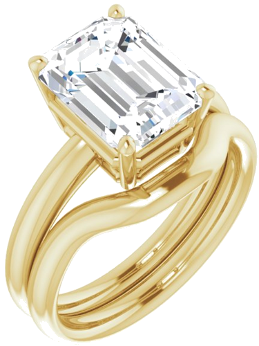 Sužadėtuvių Žiedas „Solitaire“ 585 Geltonojo Aukso Emerald 10mm x 8mm (6)