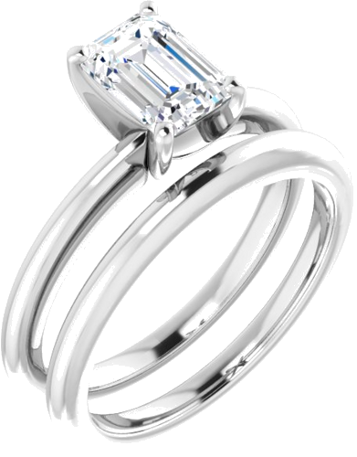 Sužadėtuvių Žiedas „Solitaire“ 585 Baltojo Aukso Emerald 7mm x 5mm (6)