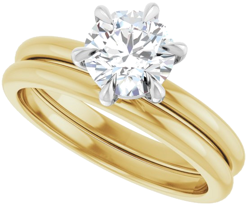 Sužadėtuvių Žiedas „Claw-Prong“ 14k yellow/white gold Round 6.5mm (10)