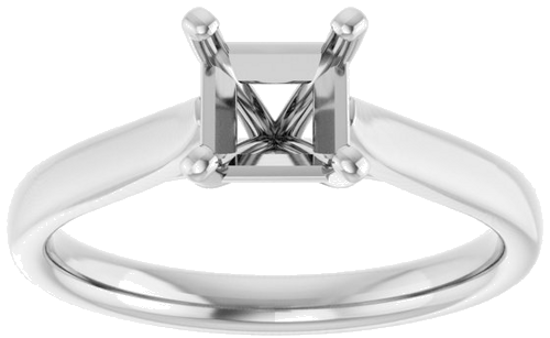 14K White 5 mm Square Engagement Ring Mounting (3)