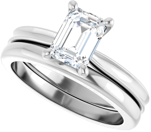 Sužadėtuvių Žiedas 14k white gold Emerald 7mm x 5mm (10)