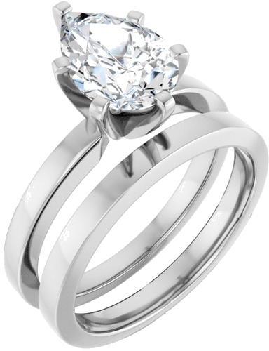 Sužadėtuvių Žiedas „Solitaire“ 14k white gold Pear 10mm x 7mm (6)