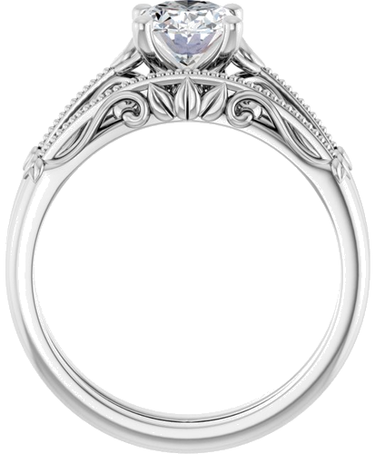 14K White 8x6 mm Oval Sculptural-Inspired Engagement Ring Mounting (7)