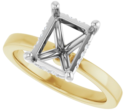 Sužadėtuvių Žiedas „Hidden Halo-Style“ 14k yellow/white gold Emerald 9mm x 7mm (5)