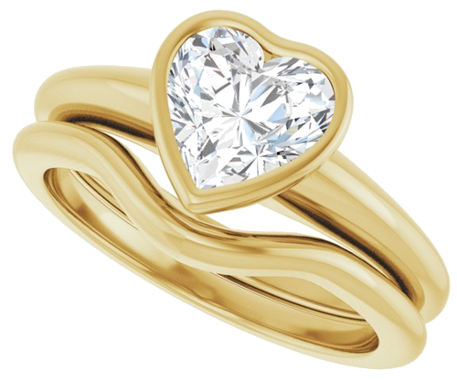 Sužadėtuvių Žiedas „Bezel-Set Solitaire“ 14k yellow gold Heart 7mm (10)