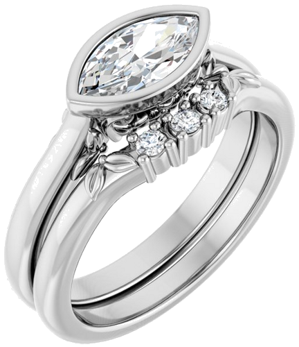Sužadėtuvių Žiedas „Bezel-Set“ 14k white gold Marquise 9mm x 4.5mm (6)
