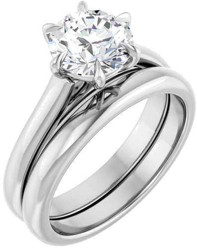 Sužadėtuvių Žiedas „Claw-Prong“ 14k white gold Round 7.4mm (6)