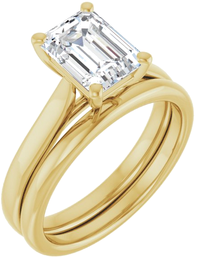 14K Yellow 8x6 mm Emerald Engagement Ring Mounting (6)