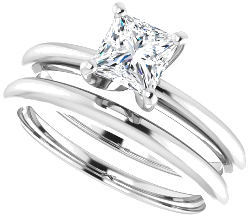 Sužadėtuvių Žiedas „Solitaire“ 585 Baltojo Aukso Square 5mm (10)