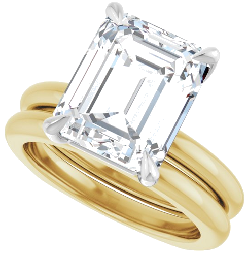 Sužadėtuvių Žiedas „Claw-Prong Euro Shank“ 14k yellow/white gold Emerald 11mm x 9mm (10)