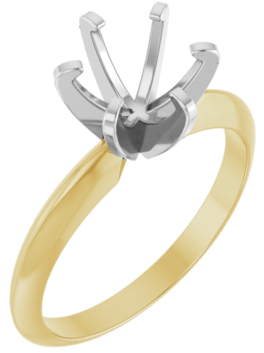 14K Yellow White 7 mm Round Engagement Ring Mounting (1)