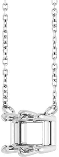 Sterling Silver 7x5 mm Emerald 6-Prong Solitaire 18  Necklace Mounting (2)