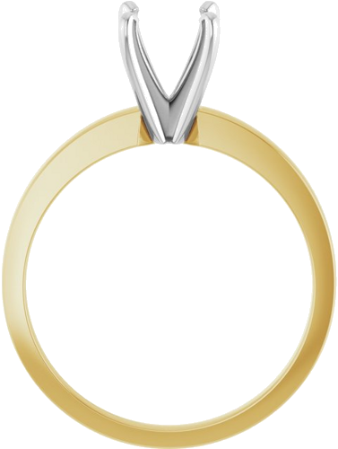 14K Yellow   White 6.6-7.2 mm Round 4-Prong Solitaire Ring Mounting (2)