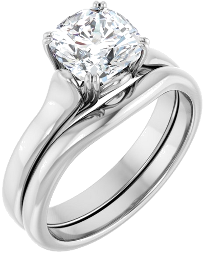 Sužadėtuvių Žiedas „Solitaire“ 14k white gold Cushion 7mm (6)