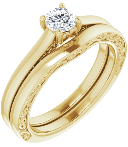 Sužadėtuvių Žiedas „Solitaire“ 14k yellow gold Round 4.4mm (6)