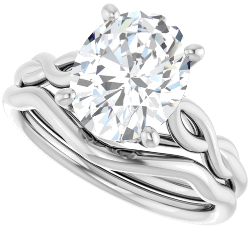 Sužadėtuvių Žiedas „Solitaire Sculptural“ 10k white gold Oval 10mm x 8mm (10)