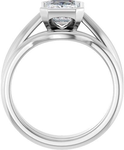 Sužadėtuvių Žiedas „Bezel-Set Solitaire“ 14k white gold Emerald 8mm x 6mm (7)