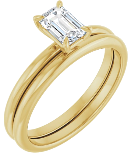 Sužadėtuvių Žiedas „Solitaire“ 585 Geltonojo Aukso Emerald 6mm x 4mm (6)