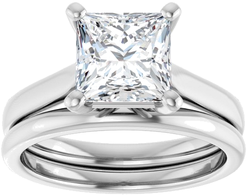 14K White 7 mm Square Engagement Ring Mounting (8)