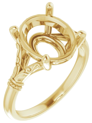 Sužadėtuvių Žiedas „Sculptural“ 14k yellow gold Oval 12mm x 10mm (1)
