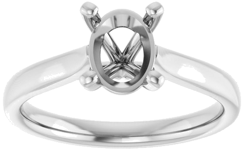10K White 8x6 mm Oval Engagement Ring Mounting (3)
