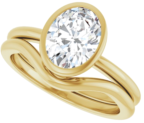 Sužadėtuvių Žiedas „Bezel-Set“ 14k yellow gold Oval 8.5mm x 6.5mm (10)