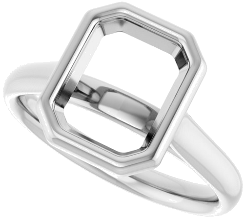 14K White  9x7 mm Emerald Solitaire Engagement Ring Mounting (5)