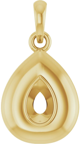 14K Yellow 5x3 mm Pear Bezel-Set Puffy Pendant Mounting (1)