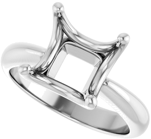 Sužadėtuvių Žiedas „Solitaire Crown-Inspired“ 14k white gold Asscher 9mm (5)