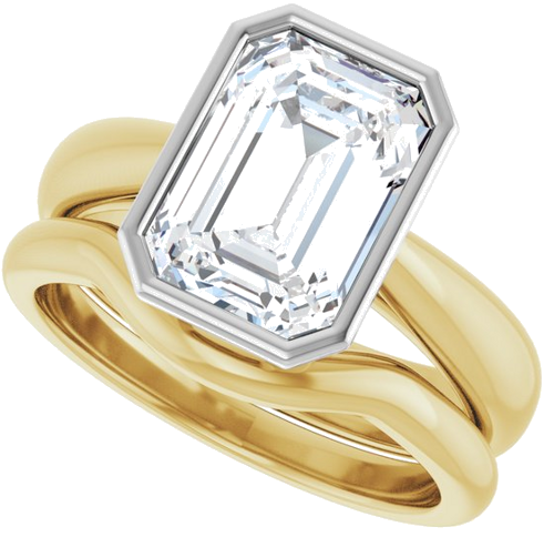 Sužadėtuvių Žiedas „Bezel-Set Solitaire“ 14k yellow/white gold Emerald 10mm x 7mm (10)