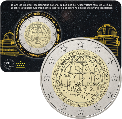 2026 Belgium National Geographic Institute and Royal Observatory Anniversary 2 Euro BU Coin in Card (2)