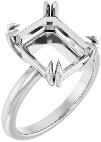 Sužadėtuvių Žiedas „Double Claw-Prong Solitaire“ 14k white gold Emerald 11mm x 9mm (1)