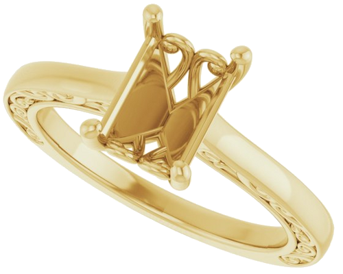 14K Yellow  8x6 mm Emerald Solitaire Engagement Ring Mounting (5)
