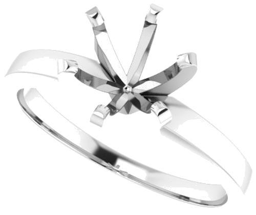 14K White 7.3-7.7 mm Round 6-Prong Solitaire Engagement Ring Mounting (5)