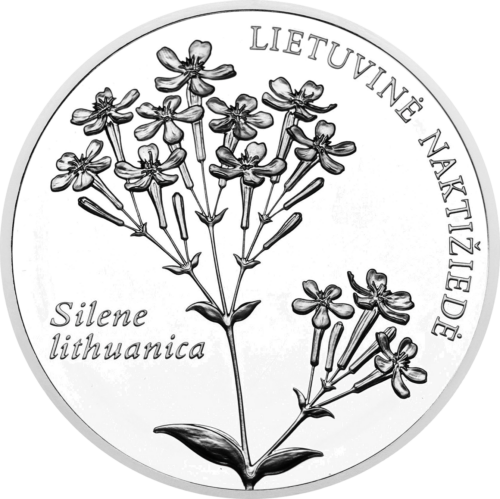 2009 Литва Смолёвка литовская 50 литов серебряная монета (1)
