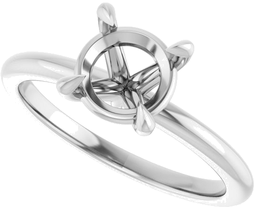 14K White 7.4 mm Round Solitaire Engagement Ring Mounting (4)
