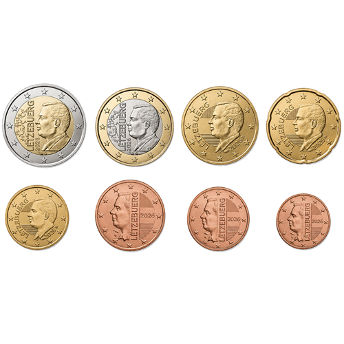 2026 Luksemburga UNC eiro monētu komplekts Jauns dizains (1)