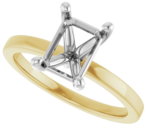Sužadėtuvių Žiedas „Solitaire“ 14k yellow/white gold Emerald 8mm x 6mm (5)