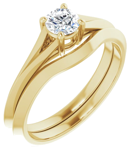 Sužadėtuvių Žiedas „Solitaire Split Shank“ 14k yellow gold Round 4.4mm (6)