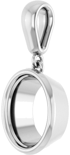 Pakabukas „Bezel-Set Charm“ 10k white gold Oval 10mm x 8mm (2)