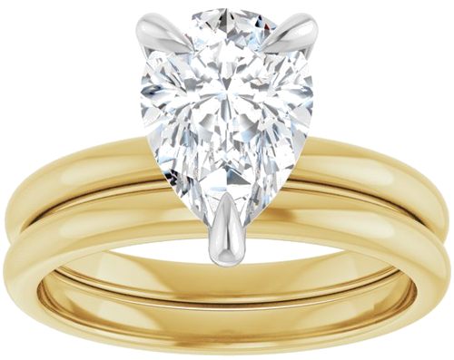 Sužadėtuvių Žiedas „Solitaire“ 585 Baltojo Ir Geltonojo Aukso Pear Shape 10mm x 7mm (8)