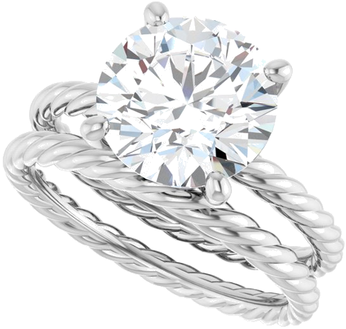 Sužadėtuvių Žiedas „Solitaire Rope“ 14k white gold Round 9.4mm (10)