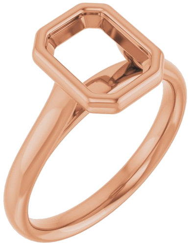 Sužadėtuvių Žiedas „Bezel-Set Solitaire“ 10k rose gold Emerald 8mm x 6mm (1)