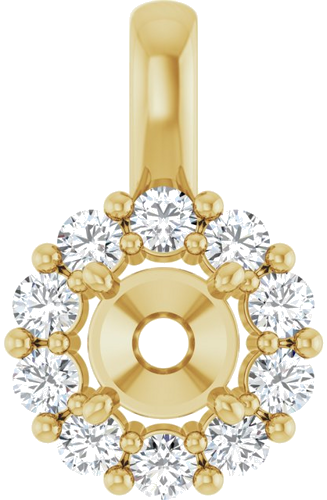 Pakabukas „Halo-Style“ 14k yellow gold Round 4mm (1)