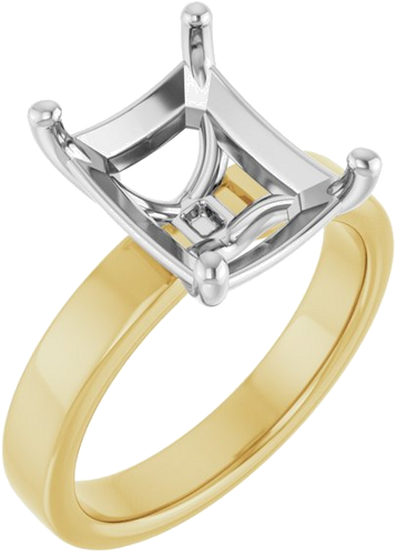 Sužadėtuvių Žiedas „Solitaire“ 14k yellow/white gold Emerald 11mm x 9mm (1)