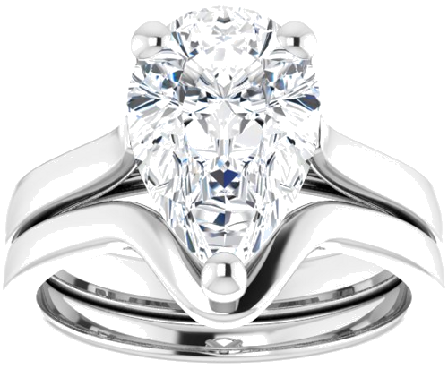 Sužadėtuvių Žiedas 14k white gold Pear 12mm x 8mm (8)