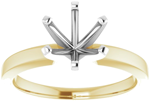 14K Yellow White 7.4 mm Round Solitaire Engagement Ring Mounting (3)