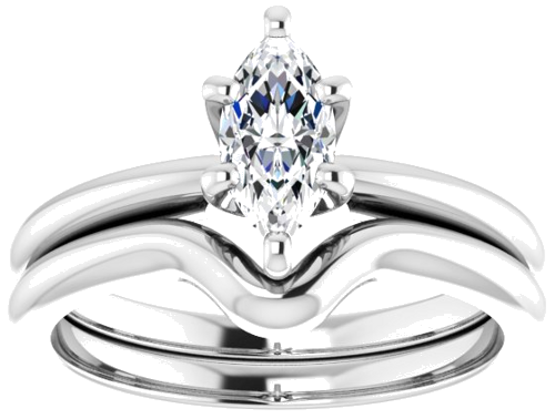 Sužadėtuvių Žiedas „Solitaire“ 585 Baltojo Aukso Marquise 8mm x 4mm (8)