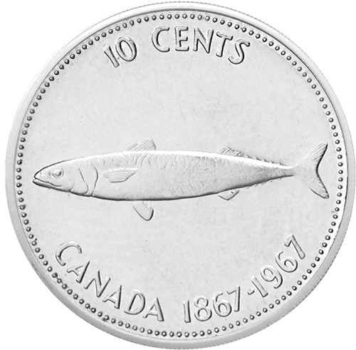 10 Cents Confederation Centenary 1967 Canada Silver Coin (1)